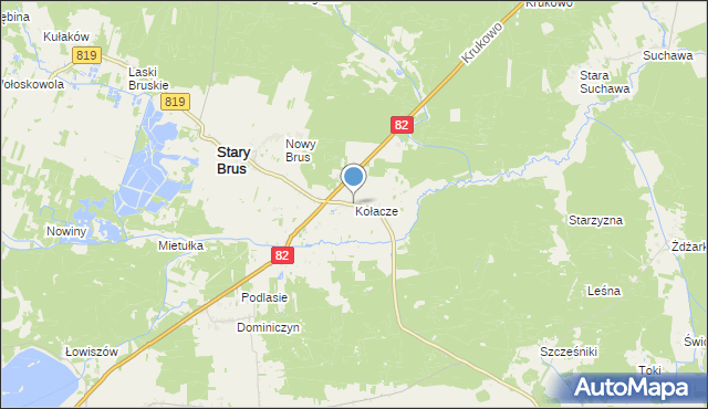 mapa Kołacze, Kołacze gmina Stary Brus na mapie Targeo